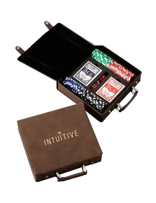 Rustic Leatherette 100 Chip Poker Set w/Intuitive Logo
