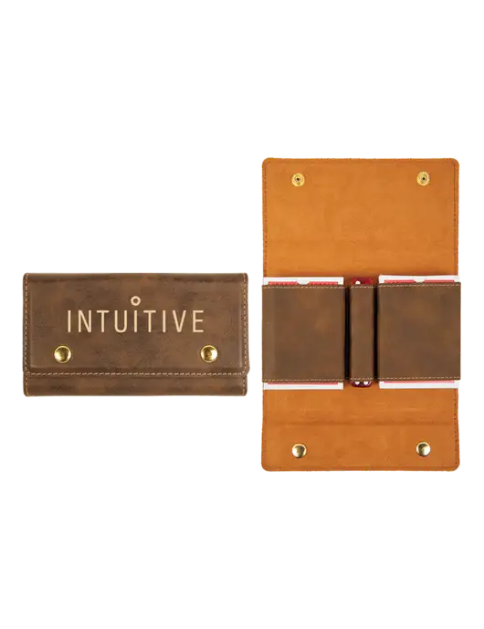 Rustic Leatherette Card & Dice Set w/Intuitive Logo