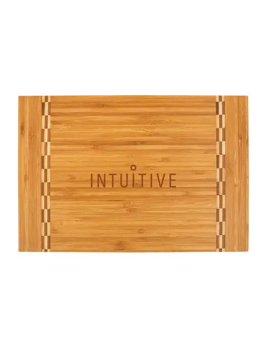 Bamboo Cutting Board with Butcher Block Inlay, 15 x 10.25 w/Intuitive Logo