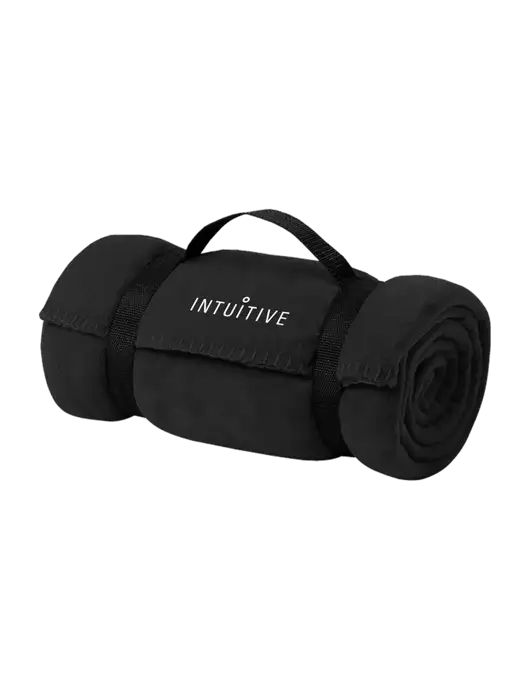 Casual Black Fleece Blanket With Strap w/Intuitive Logo