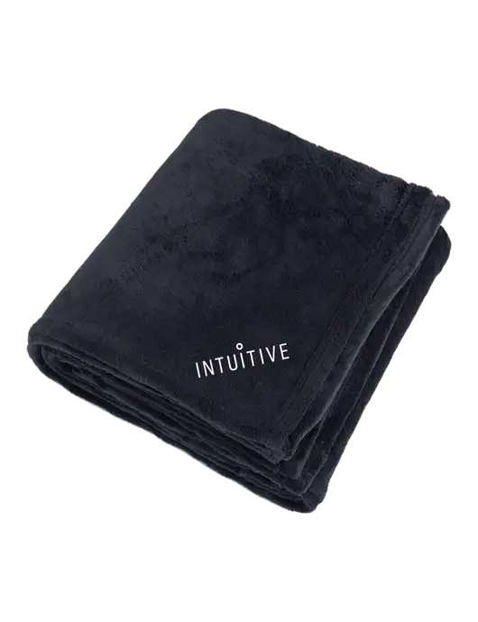 Oversized Deep Black Ultra Plush Blanket w/Intuitive Logo