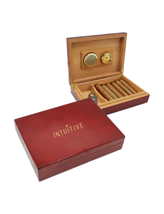 Rosewood Piano Finish Humidor with Hygrometer w/Intuitive Logo