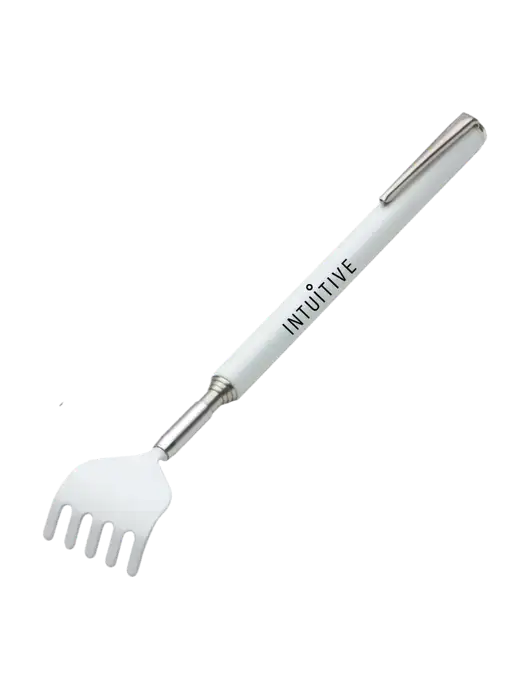 Telescopic White Back Scratcher w/Intuitive Logo