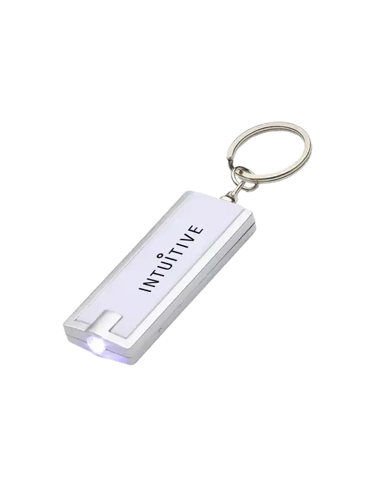 Simple Touch White LED Keychain w/Intuitive Logo